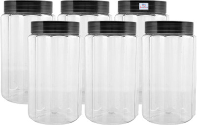 Heart Home Plastic Grocery Container  - 1800 ml(Pack of 6, Grey)