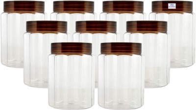 Heart Home Plastic Grocery Container  - 1100 ml(Pack of 9, Brown)