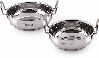 NEELAM Stainless Steel Induction Bottom Deep Fry, Kadai Set of 2 Pcs Induction Bottom Cookware Set(Stainless Steel, 2 - Piece)