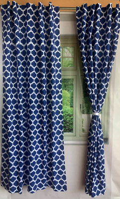 VIREO 213 cm (7 ft) Door Cotton Semi Transparent Curtain (Pack Of 2)(Multicolor, Printed)