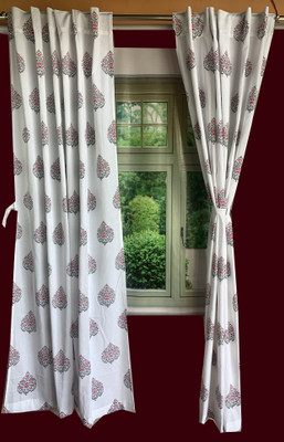 VIREO 213 cm (7 ft) Door Cotton Semi Transparent Curtain (Pack Of 2)(Multicolor, Printed)