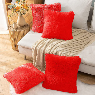 PICKKART Microfibre Solid Cushion Pack of 4(Red)