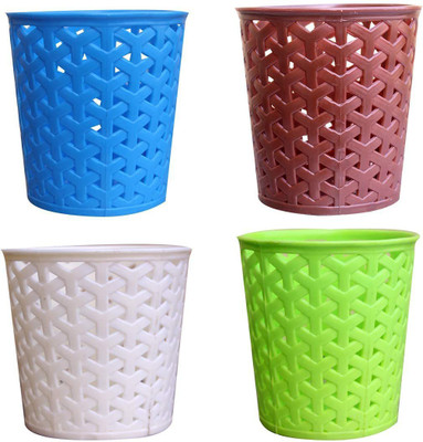 Abn Traders 1 Compartments Plastic Set of 4 Round Plastic Simple Pen Stand, Pen Holder for Table(Multicolor)