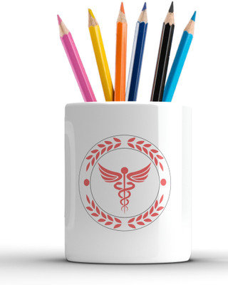 Shieldsmore 1 Compartments Ceramic Pen Stand(White)