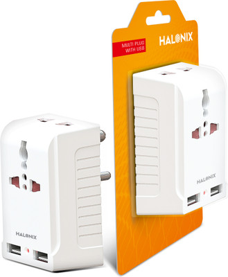 HALONIX Multi Plug with USB Multi plug with USB Power Plug(White)