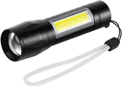 BuyerHub Rechargeable LED Flashlight torch with 3 Adjustable modes for emergency 5 hrs Torch Emergency Light(Black)