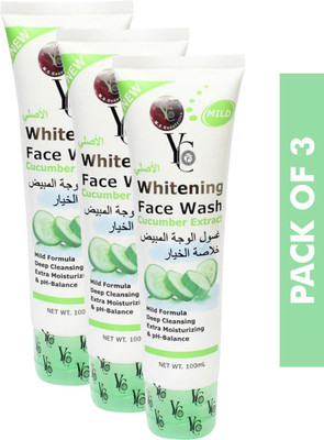 YC Whitening Cucumber Extract, Deep Cleansing & pH Balance, 100ml each, PACK OF 3 Face Wash(300 ml)
