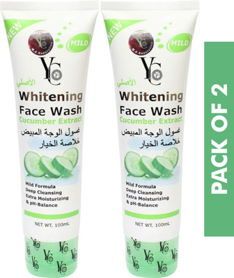 YC Whitening Cucumber Extract, Deep Cleansing & pH Balance, 100ml each, PACK Of 2 Face Wash(200 ml)