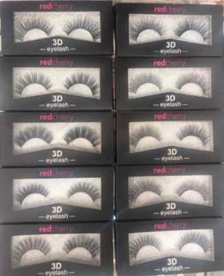 GUNGUN Red Cherry Black Natural 3D Thick Long Eye- Lashes(pack of 10)(Pack of 10)