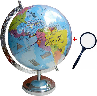 GeoKraft Educational Globe with Famous Monuments 8 Inch Laminated Desk & Table Top Political World Globe(Medium Blue)
