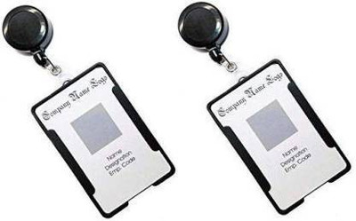 I CARDE Plastic ID Badge Holder, ID Badge Reel(Pack of 2)