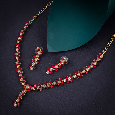 Shostopper by Sukkhi Zinc Gold-plated Gold, Red Jewellery Set(Pack of 1)