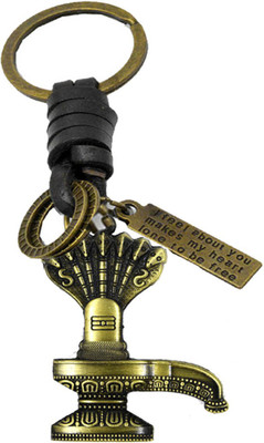 AFH Lord Shiva Double Sided Shivling Bronze Leather Decorative Key Charm Key Chain