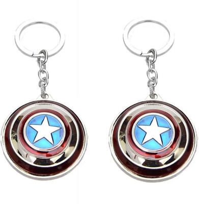 JAINSON MARTIN COMBO OF ROTATING CAPTAIN AMERICA KEYCHAIN SHIELD KEYCHAIN BEST QUALITY KEYCHAIN Key Chain
