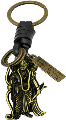 AFH Jay Shree Ram Metal Leather Bronze Decorative Key Charm Key Chain for Gift Key Chain