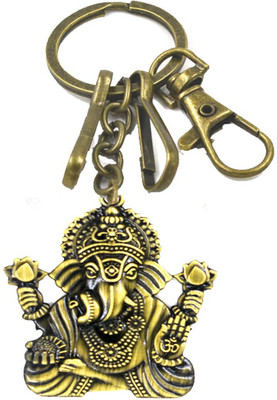 AFH Dagdusheth Ganpati Lord Ganesh Bronze double Sided Religious Gifting Hook Key Chain