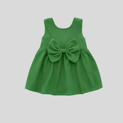 Rebble Bee Girls Midi/Knee Length Casual Dress(Green, Sleeveless)