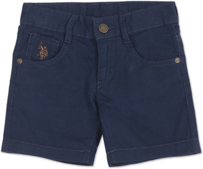 U.S. POLO ASSN. Short For Boys Casual Solid Cotton Blend(Blue, Pack of 1)