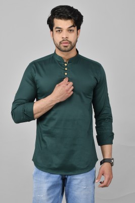 Togzi Men Solid Straight Kurta(Dark Green)