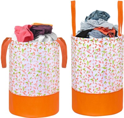 PrettyKrafts 45 L Orange, White, Green Laundry Basket(Non Woven)