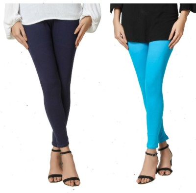 SwaNit Footed  Ethnic Wear Legging(Blue, Light Blue, Solid)