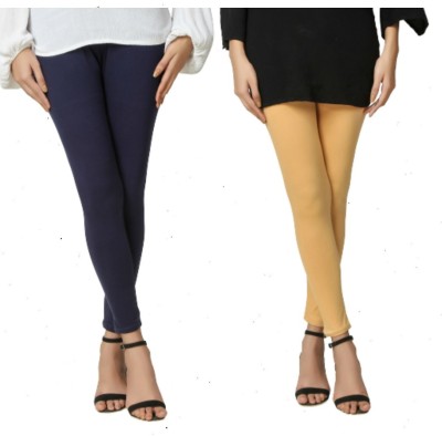 SwaNit Footed  Ethnic Wear Legging(Blue, Gold, Solid)