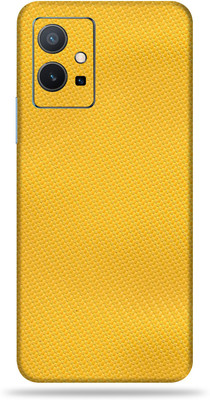 OggyBaba Vivo Y75 5G Mobile Skin(Yellow Carbon Fiber Skin With Ultra Matte Finish)