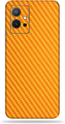 OggyBaba Vivo Y75 5G Mobile Skin(Golden Carbon Fiber Skin With Ultra Matte Finish)