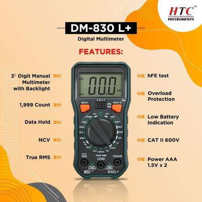 HTC Instrument HTC-830L+ Digital Multimeter-TRMS With 2000 Counts And 1Year Warranty Digital Multimeter(Green 2000 Counts) HTC Instrument HTC-830L+ Digital Multimeter-TRMS With 2000 Counts And 1Year Warranty Digital Multimeter(Green 2000 Counts)