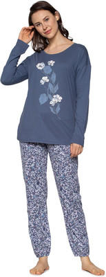 Triumph Women Printed Blue Top & Pyjama Set