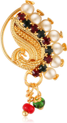 VIGHNAHARTA Pearl, Cubic Zirconia Gold-plated Plated Alloy Nathiya