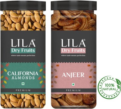 lila dry fruits DRY FRUITS Combo JAR Pack 200 gm [100g x 2] Almonds, Dry Figs ( Badam , Anjeer) Almonds, Figs(2 x 100 g)