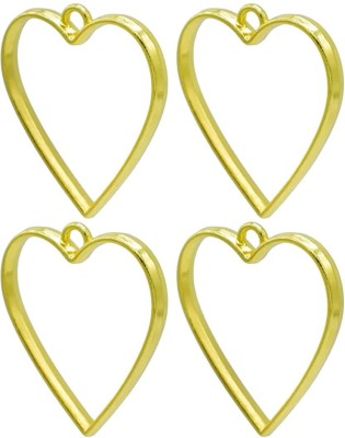 BanteyBanatey Golden Heart Shape Open Back Bezels, Pandent Jewellery Uv Resin (pack of 4) Metal Pendant
