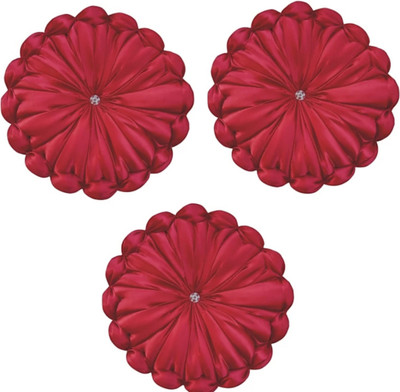 GTX Premium cushion set Microfibre Solid Floor Cushion Pack of 3(Red)