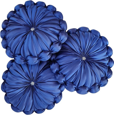 GTX Premium cushion set Microfibre Solid Floor Cushion Pack of 3(Blue)