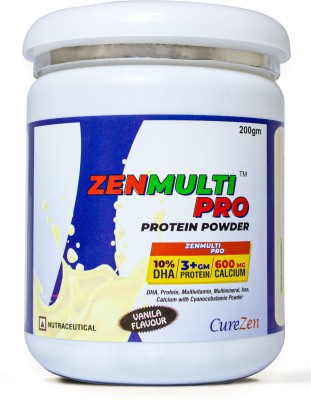 CureZen Pharma ZenMulti Pro Protein Powder With DHA, Multivitamins, Minerals & Cyanacobalamin Whey Protein(200 g, Vanilla)