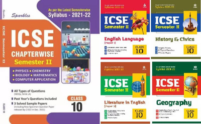 Sparkles ICSE Chapterwise Semester 2 Class 10th (Physics, Chemistry, Biology, Mathematics And Computer Applications)-As Per The Latest Semesterwise Syllabus 2021-2022 With Arihant ICSE English Language (Paper 1) + Literature In English (Paper 2) + History & Civics + Geography Semester 2 Class 10 For Sparkles ICSE Chapterwise Semester 2 Class 10th (Physics, Chemistry, Biology, Mathematics And Computer Applications)-As Per The Latest Semesterwise Syllabus 2021-2022 With Arihant ICSE English Language (Paper 1) + Literature In English (Paper 2) + History & Civics + Geography Semester 2 Class 10 For