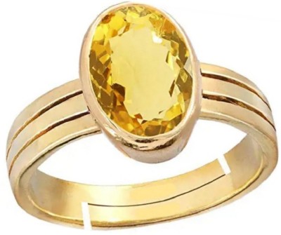 Shyne 5.25 Ratti Citirin/Sunehla/golden topaz Certified Stone Ajustable Ring Metal Citrine Rhodium Plated Ring