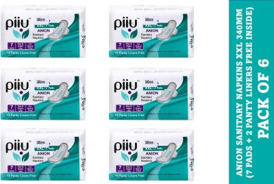 Piiu Cottony Soft Rash Free Ultra Thin Anion Sanitary Pad XXL (340mm) (Pack of 6) Sanitary Pad(Pack of 6)