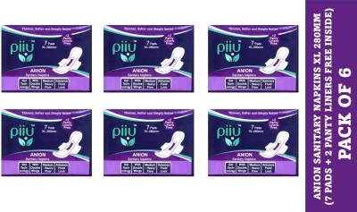 Piiu Cotton Soft Rash Free Ultra Thin Anion Sanitary Pad XL 280mm (Pack of 6) Sanitary Pad(Pack of 6)