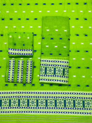 kamdar Woven Mekhela Chador Cotton Blend Saree(Green)