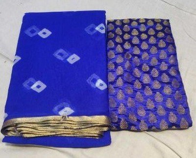 Durga Emporio Printed Bandhani Chiffon Saree(Blue)