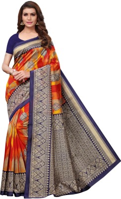 PRATHAM ARYA Woven Baluchari Art Silk Saree(Dark Blue, Orange)