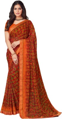 REBOOT FASHIONS Printed Bollywood Chiffon Saree(Orange)