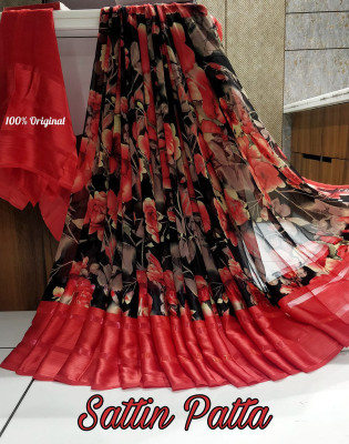 Sita Floral Print Bollywood Georgette Saree(Red)