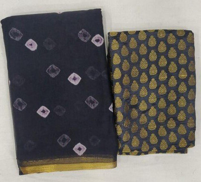 Durga Emporio Printed Bandhani Chiffon Saree(Black)