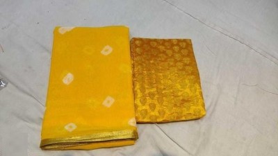 Xclusive Designer Printed Bandhani Chiffon Saree(Yellow)