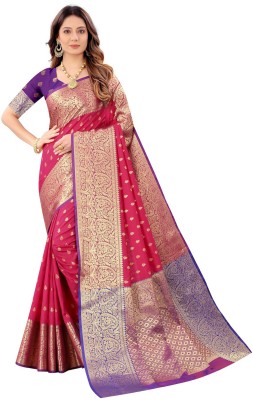 YAGNAM FAB Woven Banarasi Jacquard Saree(Pink)