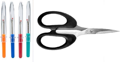 Kunfaya Combo 4 Pcs Plastic Seam Ripper + 1Pc Easy Grip Scissor Sewing Kit