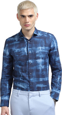 JACK & JONES Men Printed Casual Blue Shirt